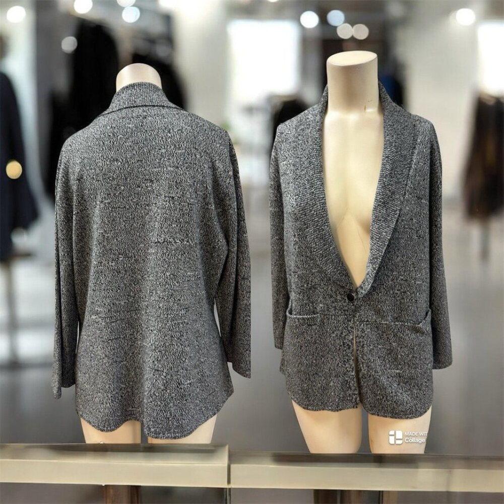 7 Avenue,Sweater Cardigan Jacket,Gray,Sz L,Acrylic,Button,Pockets,Long sleeve.!